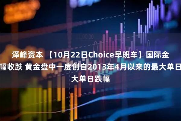泽峰资本 【10月22日Choice早班车】国际金银大幅收跌 黄金盘中一度创自2013年4月以来的最大单日跌幅